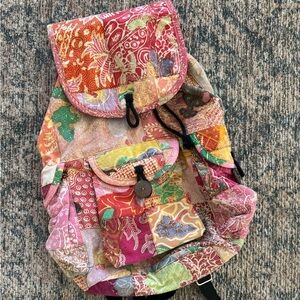 Colorful Boho Patchwork Fabric Backpack Bag